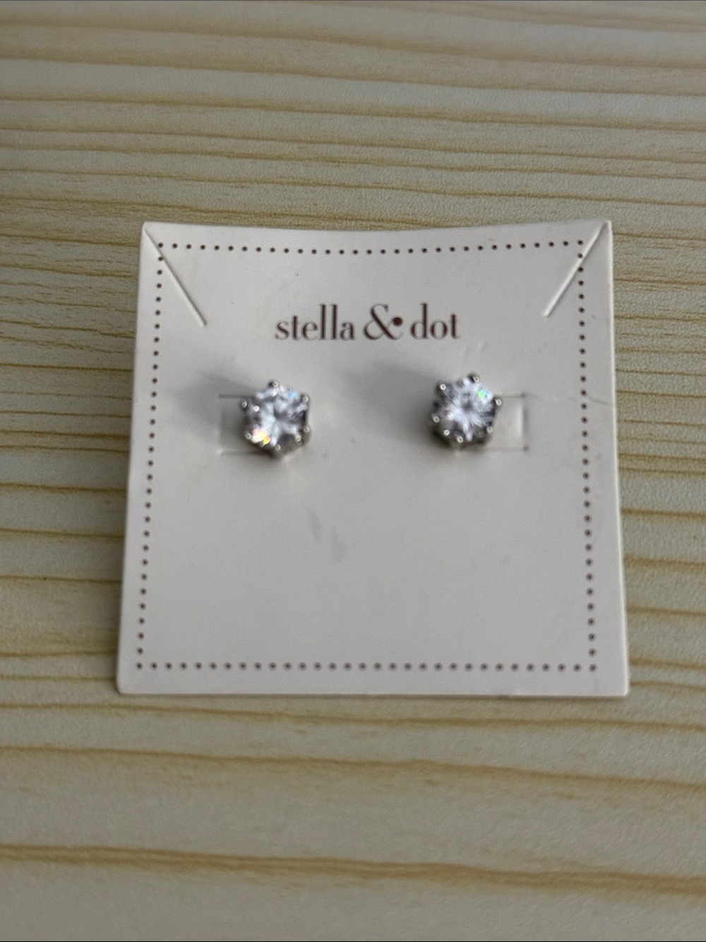 Stella & Dot Silver Clear Crystal Flower Stud Earrings